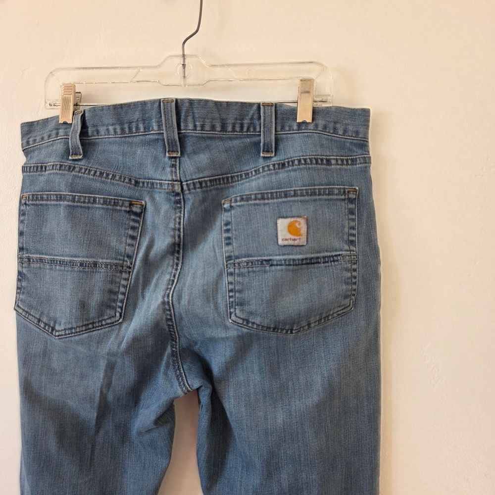 Carhartt Rugged Flex Straight Leg Jeans Men 34x32 Stretch Workwear Utility Blue